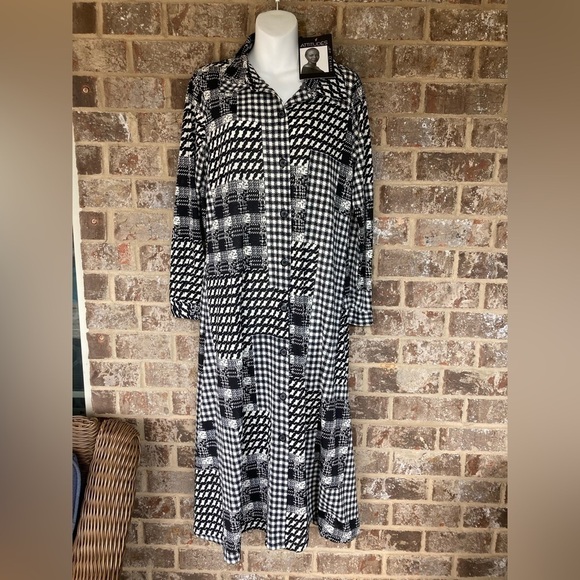 Attitudes by Renee Women's Petite Dress PM  Midi Black Button Down NWT - Picture 1 of 12